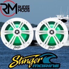 Stinger Marine 6.5” White Coaxial Marine Speakers with Built in Multi-Colour RGB Lighting